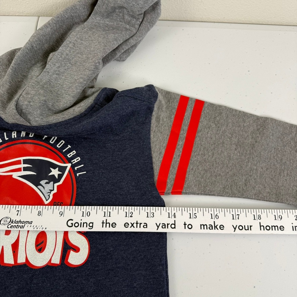 NFL Team Apparel Patriots Hoodie Girls Size M 5/6 Navy Grey New England Football - Picture 7 of 11